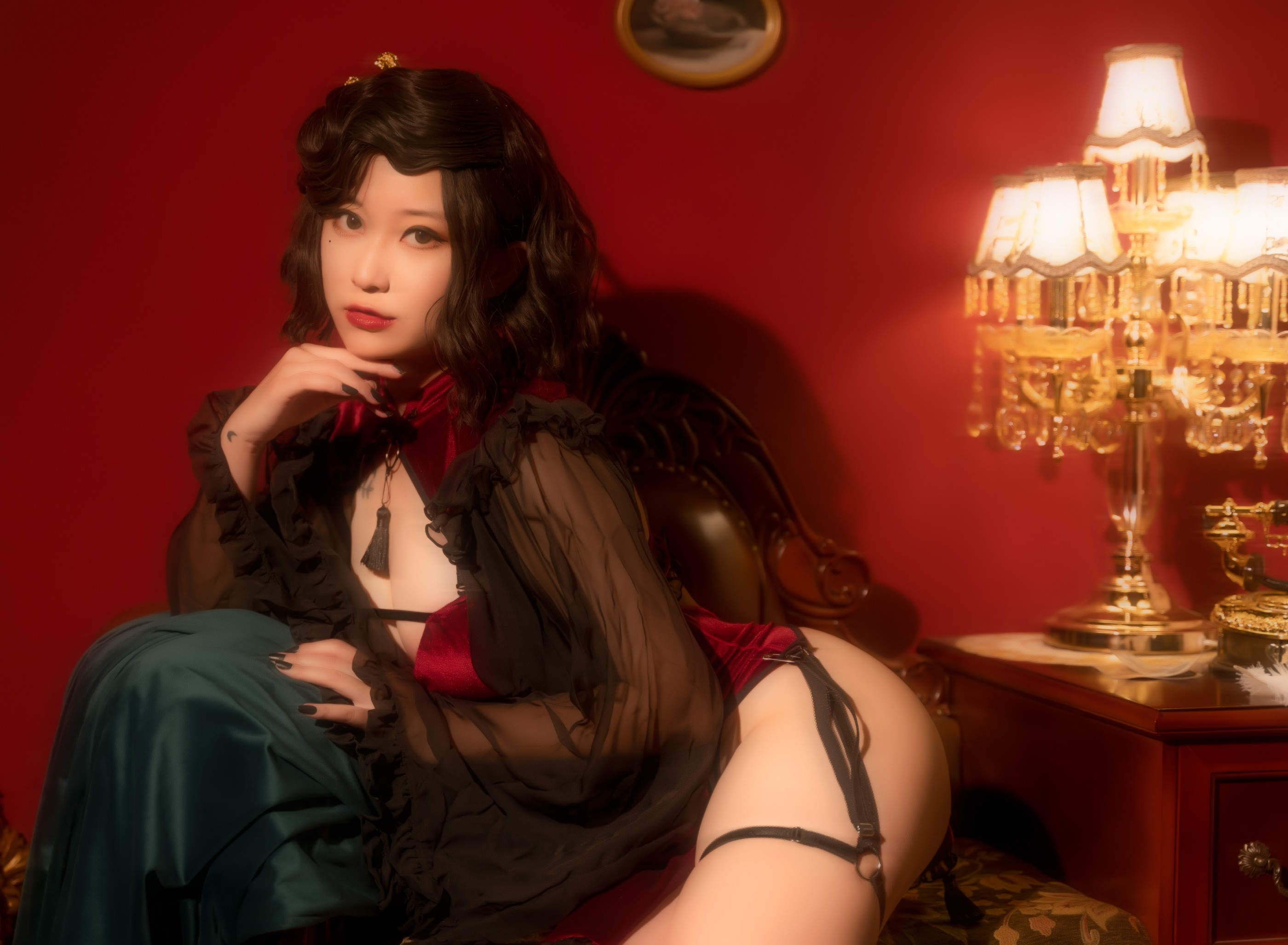 图片[1]-奇行家狗崽 – NO.008 红丝绒旗袍 [16P]-XikXak